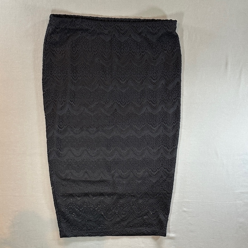Free Press Black Lace Pencil Skirt Lined Stretch Size M